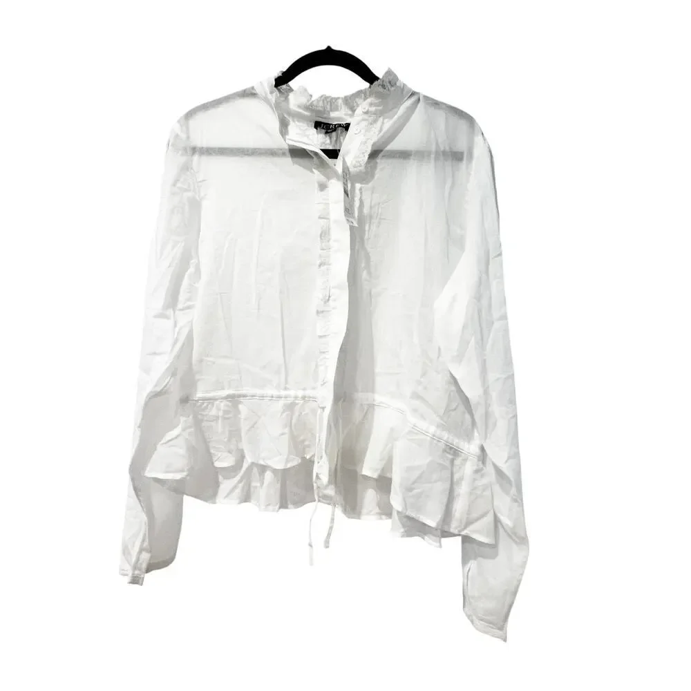 J. Crew Women's Lace-Trim Cinched-Waist Top in Cotton Voile Size Large NWT